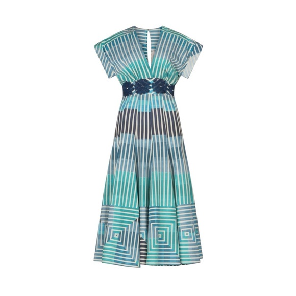 🆕 SILVIA TCHERASSI Adila Striped Midi Dress Infinity Blue Sz L - Picture 9 of 9